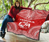Tonga Premium Quilt - Tonga Coat Of Arms Polynesian Chief Red Version - Polynesian Pride