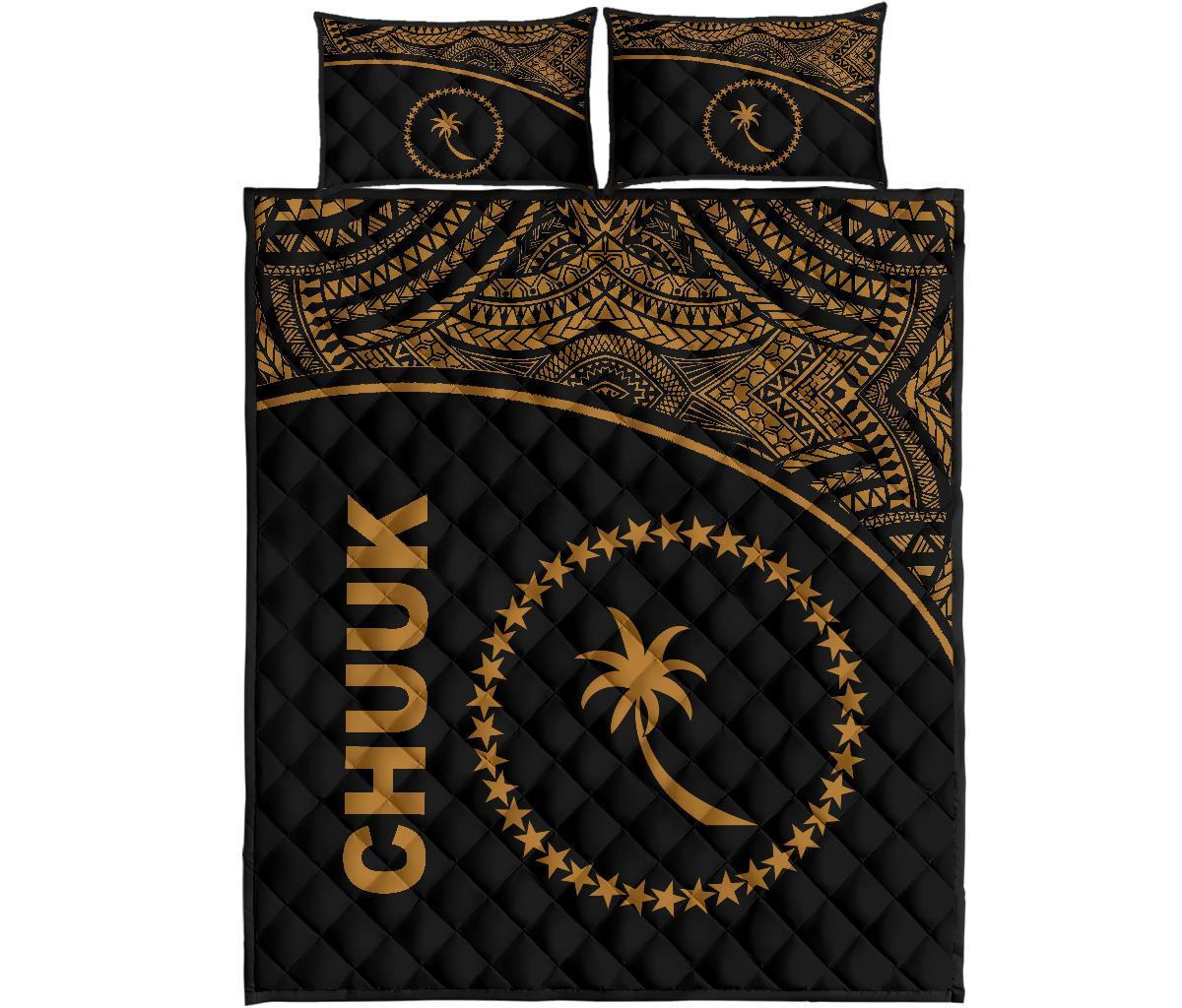 Chuuk Quilt Bed Set - Chuuk Flag Curve Version Yellow - Polynesian Pride