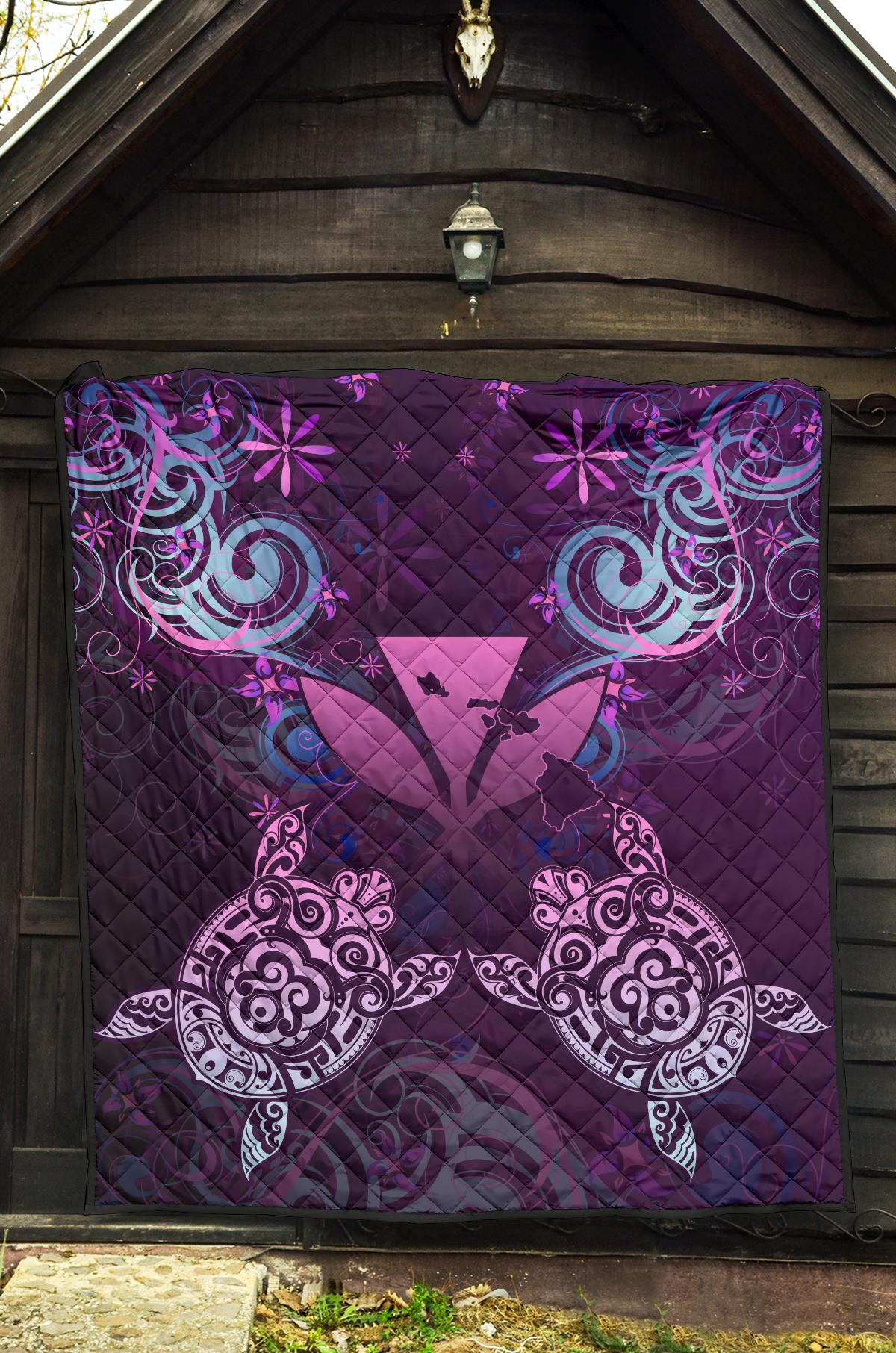 Hawaii Turtle Kanaka Maoli Premium Quilt - Tea Style - AH - Polynesian Pride