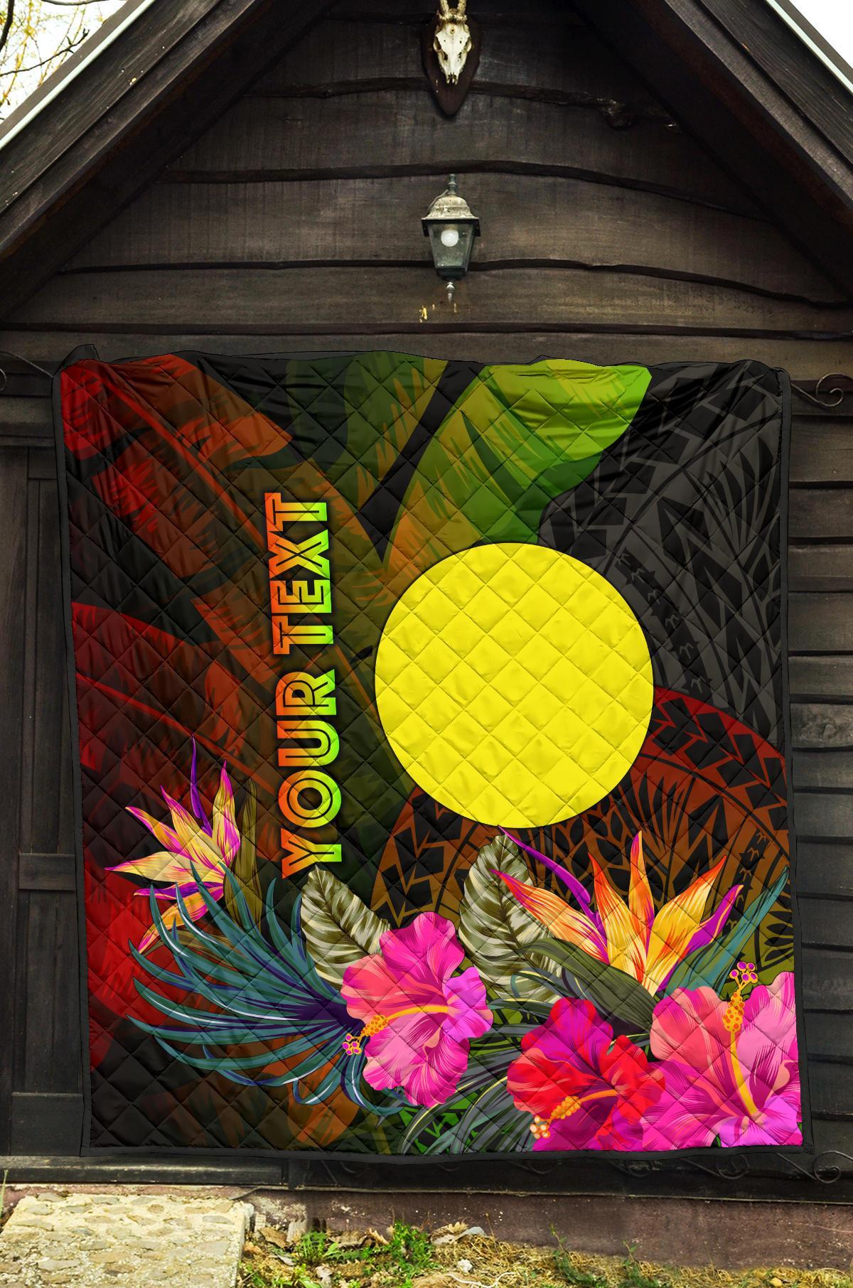 Palau Polynesian Personalised Premium Quilt - Hibiscus and Banana Leaves - Polynesian Pride