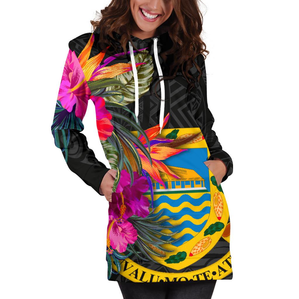 Tuvalu Women's Hoodie Dress - Hibiscus Polynesian Pattern - Polynesian Pride