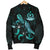 Vanuatu Polynesian Men's Bomber Jacket - Turtle With Blooming Hibiscus Turquoise - Polynesian Pride