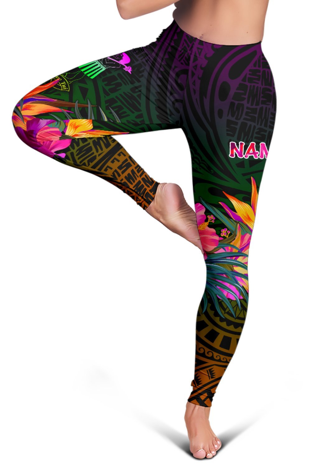 Fiji Personalised Women's Leggings - Summer Hibiscus - Polynesian Pride