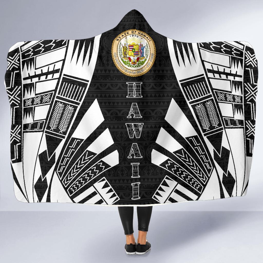 Hawaii Hooded Blanket - Polynesian Tattoo Black - Polynesian Pride