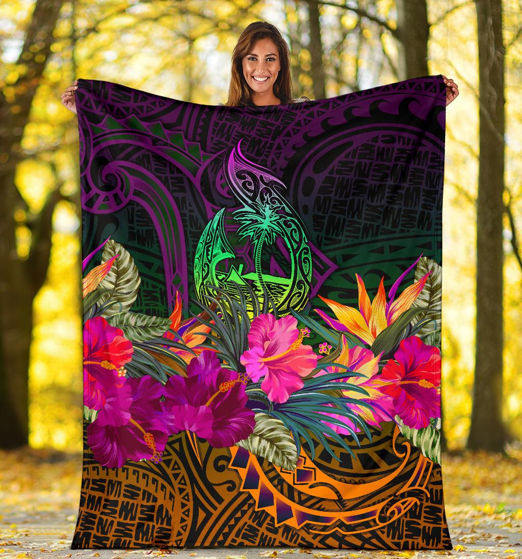 Guam Polynesian Premium Blanket - Summer Hibiscus - Polynesian Pride