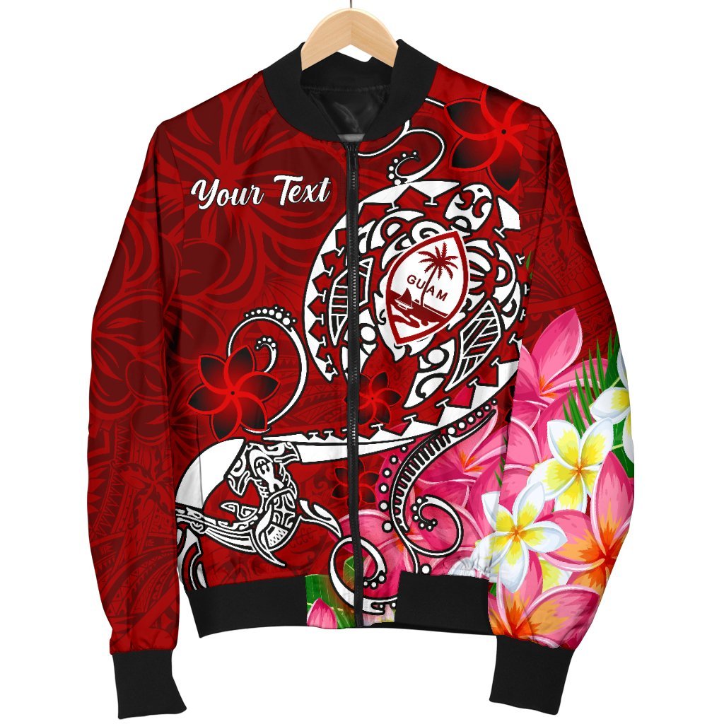 Guam Custom Personalised Men's Bomber Jacket - Turtle Plumeria (Red) - Polynesian Pride