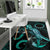 Cook Islands Polynesian Area Rugs - Turtle With Blooming Hibiscus Turquoise - Polynesian Pride