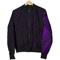 Maori Samoan Tattoo Women Bomber Jacket Violet Version - Polynesian Pride
