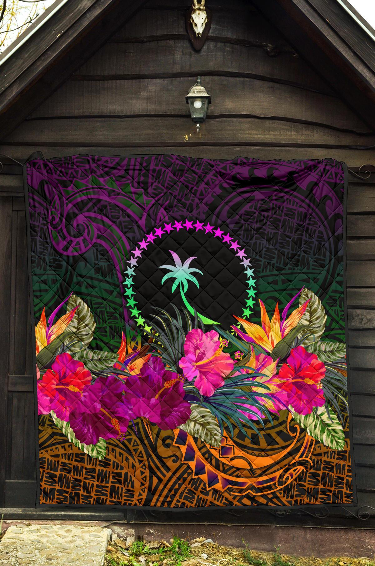 Chuuk Premium Quilt - Summer Hibiscus - Polynesian Pride