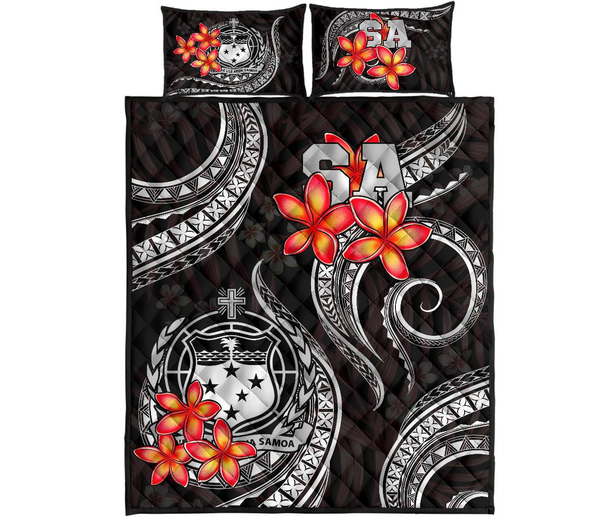 Samoa Polynesian Quilt Bed Set - White Plumeria - Polynesian Pride