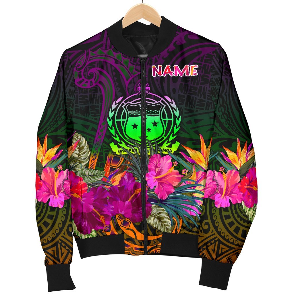 Samoa Personalised Men's Bomber Jacket - Summer Hibiscus - Polynesian Pride