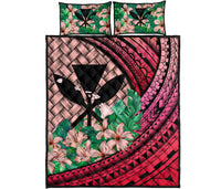 Kanaka Maoli (Hawaiian) - Quilt Bed Set Lauhala Polynesian Hibiscus Pink Pink - Polynesian Pride