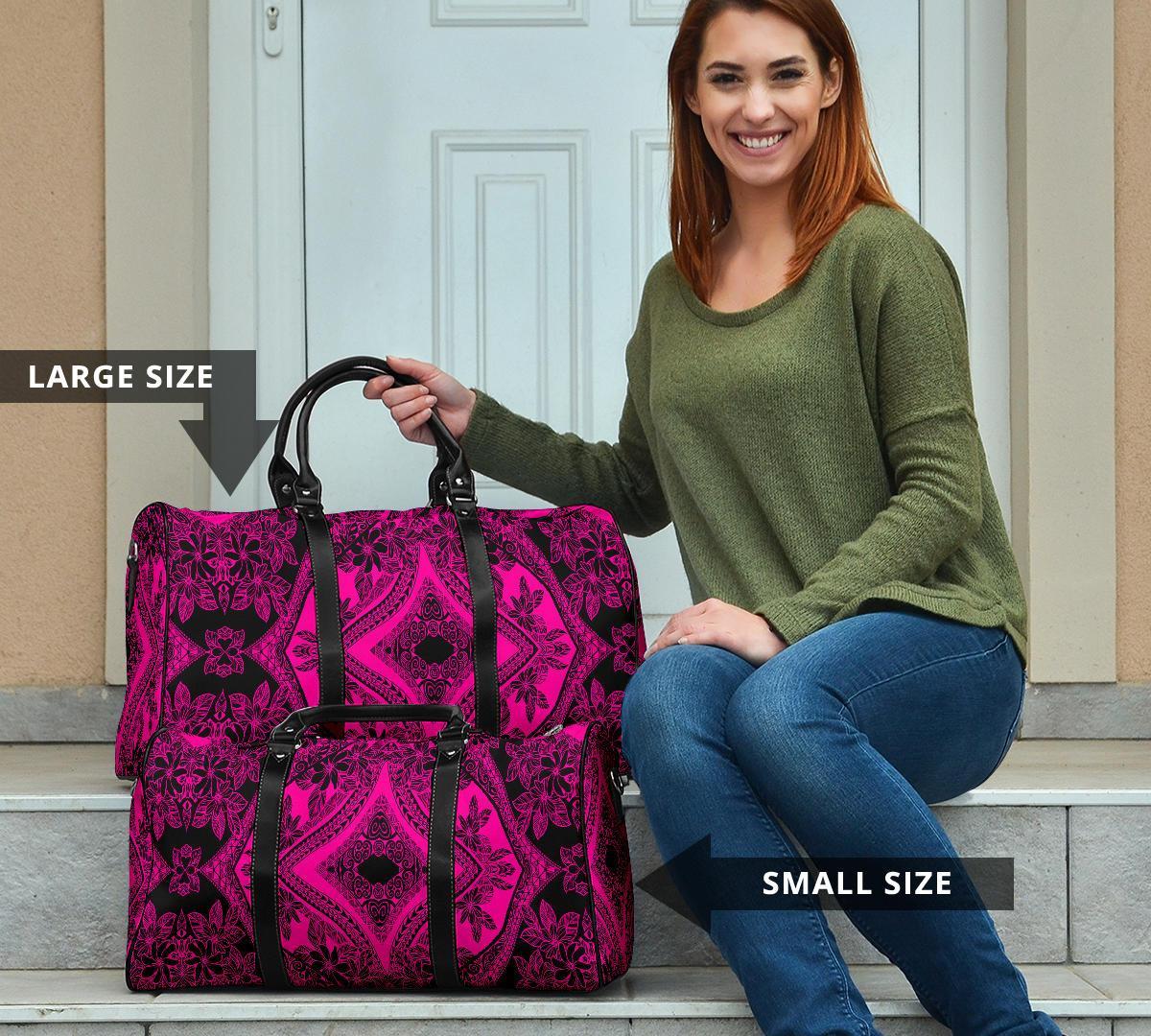 Polynesian Plumeria Mix Pink Black Hawaii Travel Bag - Polynesian Pride