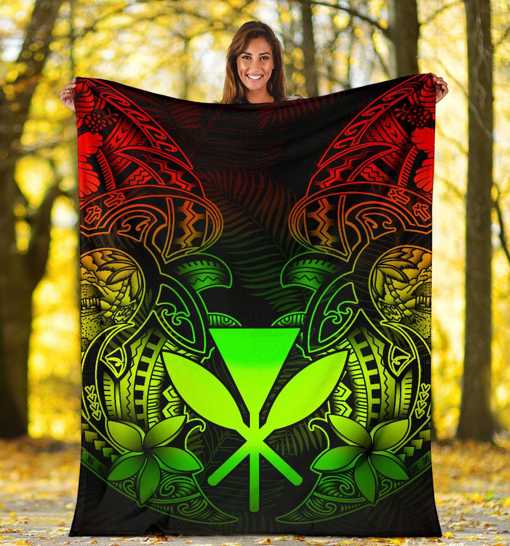 Polynesian Hawaii (Kanaka Maoli) Premium Blanket - Reggae Turtle Homeland - Polynesian Pride