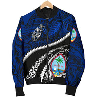 Guam Women's Bomber Jacket Polynesian Shark Tattoo - Polynesian Pride