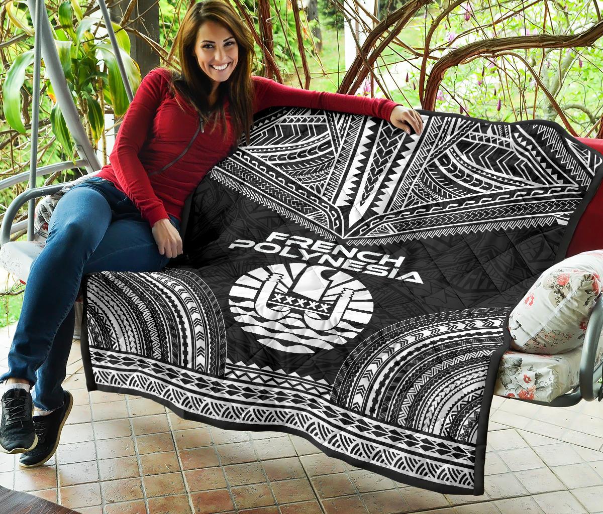 French Polynesia Premium Quilt - French Polynesia Polynesian Chief Black Version - Polynesian Pride