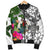 Vanuatu Men's Bomber Jacket White - Turtle Plumeria Banana Leaf - Polynesian Pride