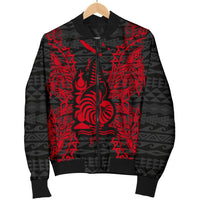New Caledonia Polynesian Men's Bomber Jacket Map Red - Polynesian Pride