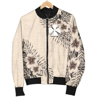Wallis and Futuna Men's Bomber Jacket - The Beige Hibiscus - Polynesian Pride