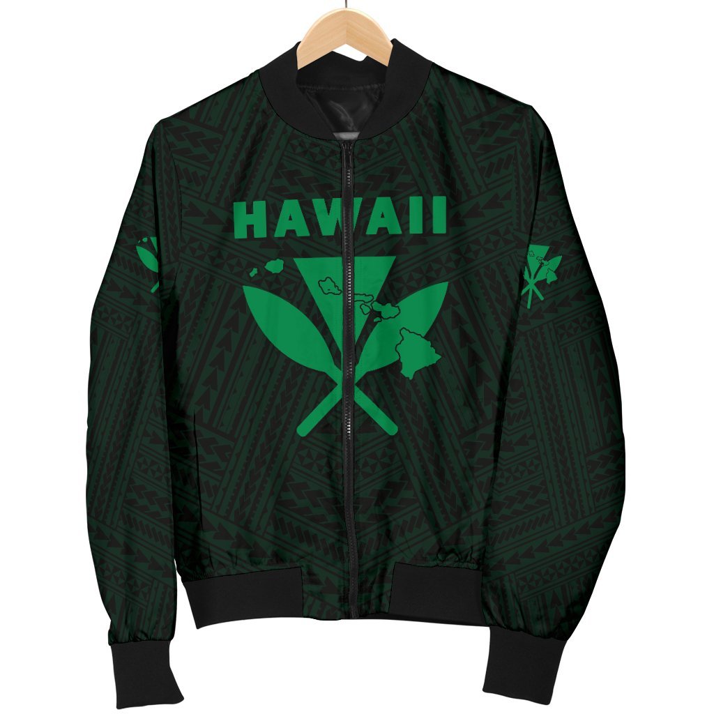 Hawaii Kanaka Polynesian Women's Bomber Jacket Green - Polynesian Pride