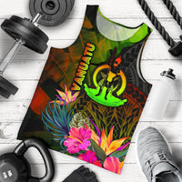 Vanuatu Polynesian Men's Tank Top - Hibiscus and Banana Leaves Reggae - Polynesian Pride