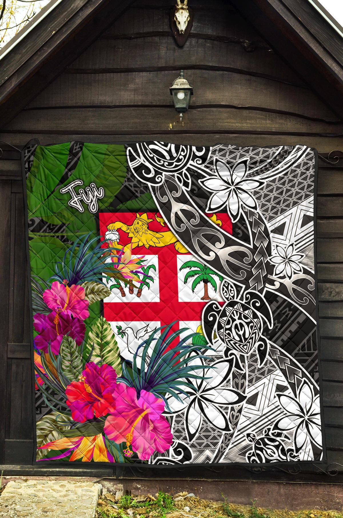 Fiji Premium Quilt - Turtle Plumeria Banana Leaf - Polynesian Pride