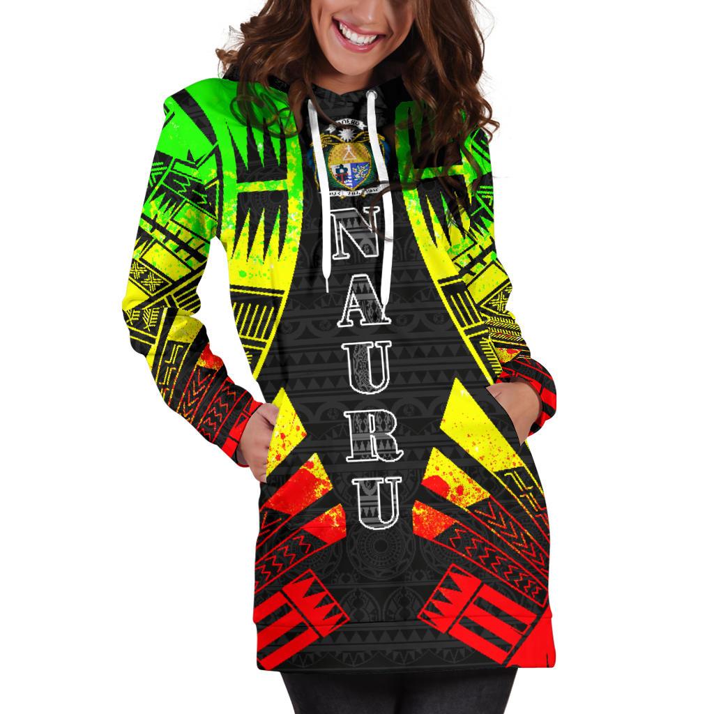 Nauru Hoodie Dress - Polynesian Tattoo Reggae - Polynesian Pride