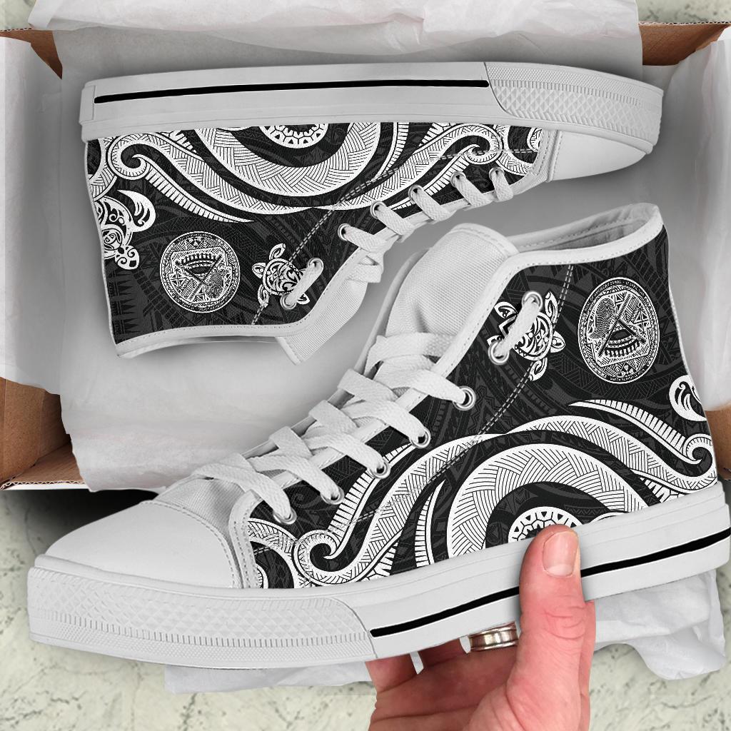 American Samoa High Top Shoes - White Tentacle Turtle - Polynesian Pride