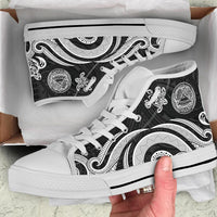 American Samoa High Top Shoes - White Tentacle Turtle - Polynesian Pride