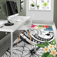 Papua New Guinea Polynesian Area Rug - Summer Plumeria (White) - Polynesian Pride