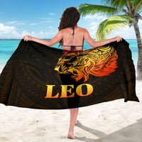 Sun In Leo Zodiac Sarong Polynesian Tattoo Simple - Orange Black - Polynesian Pride
