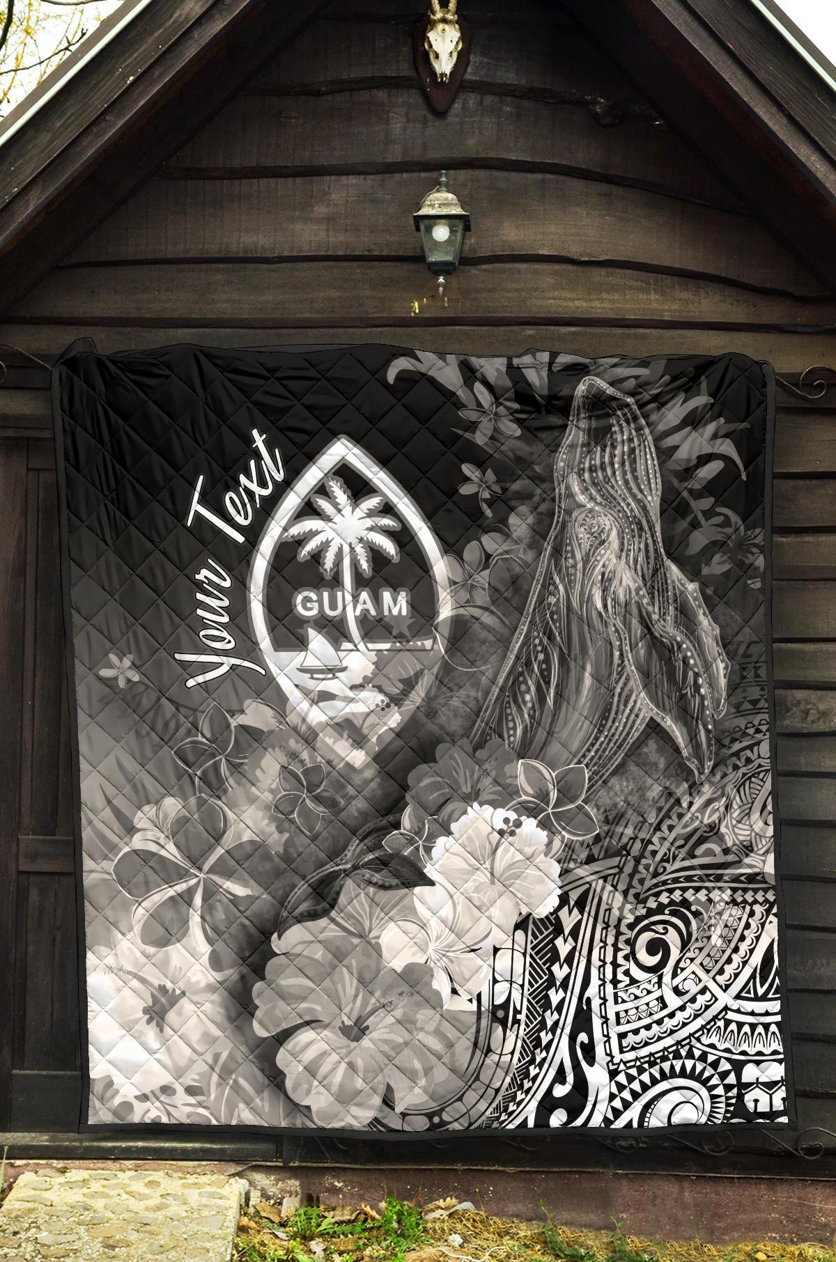 Guam Custom Personalised Premium Quilt - Humpback Whale with Tropical Flowers (White) - Polynesian Pride