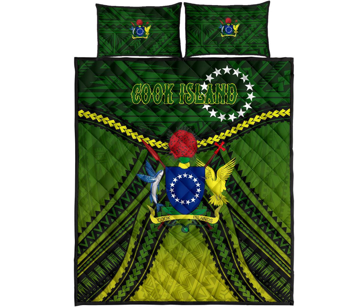 Cook Islands Quilt Bed Set Polynesian Tattoo Seashore - Polynesian Pride