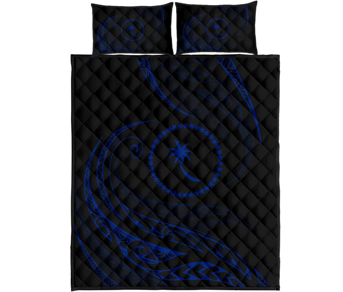 Chuuk Islands Quilt Bed Set - Blue - Frida Style Purple - Polynesian Pride