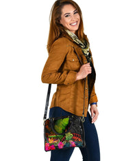 New Caledonia Polynesian Personalised Shoulder Handbag - Hibiscus and Banana Leaves - Polynesian Pride
