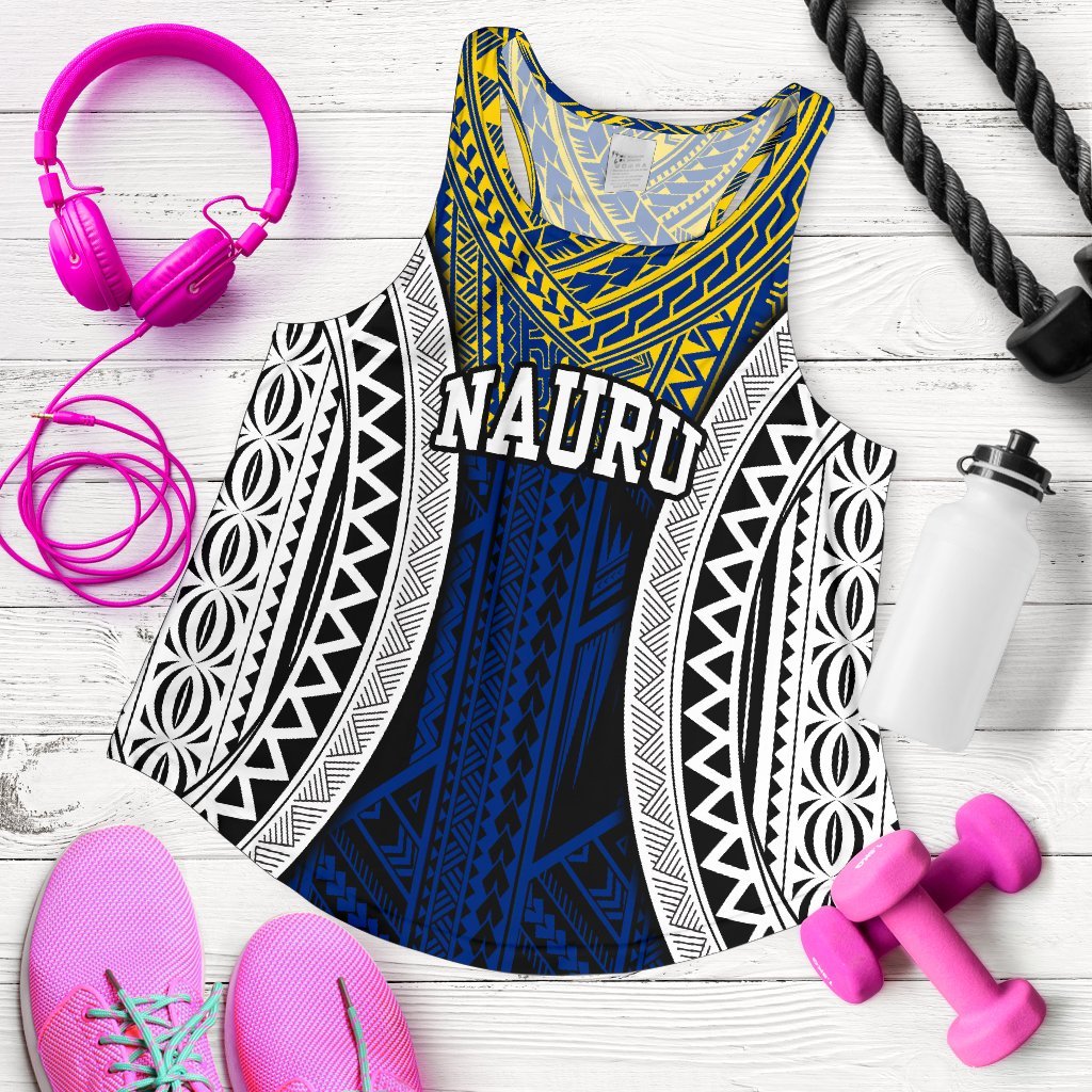 Nauru Special Women's Racerback Tank Top A0 Blue - Polynesian Pride