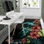 Polynesian Area Rug Turtle And Shark - Hibiscus Turquoise - Polynesian Pride