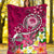 FSM Premium Blanket - Turtle Plumeria (PINK) White - Polynesian Pride