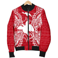 Papua New Guinea Polynesian Men's Bomber Jacket Map Red White - Polynesian Pride