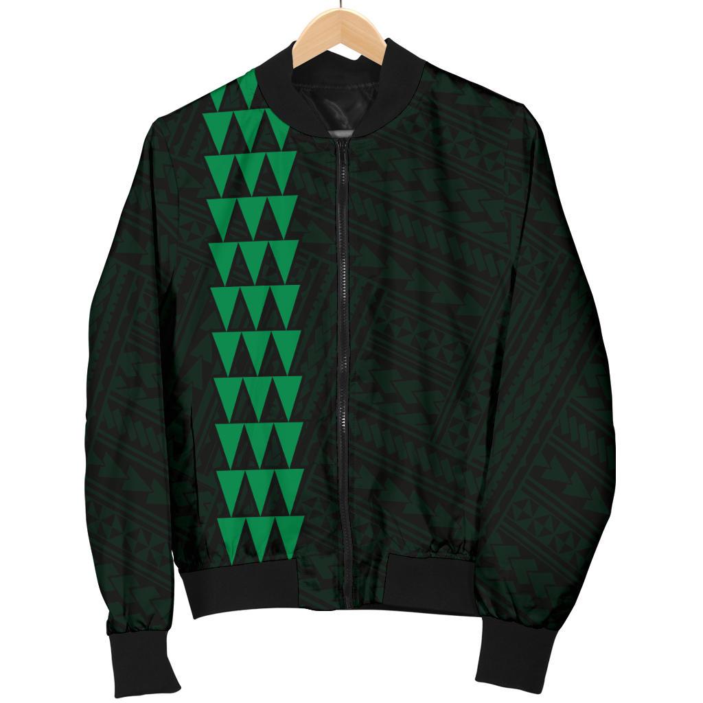 Hawaii Kakau Polynesian Coat Of Arms Personalized Men's Bomber Jacket - Green - Polynesian Pride