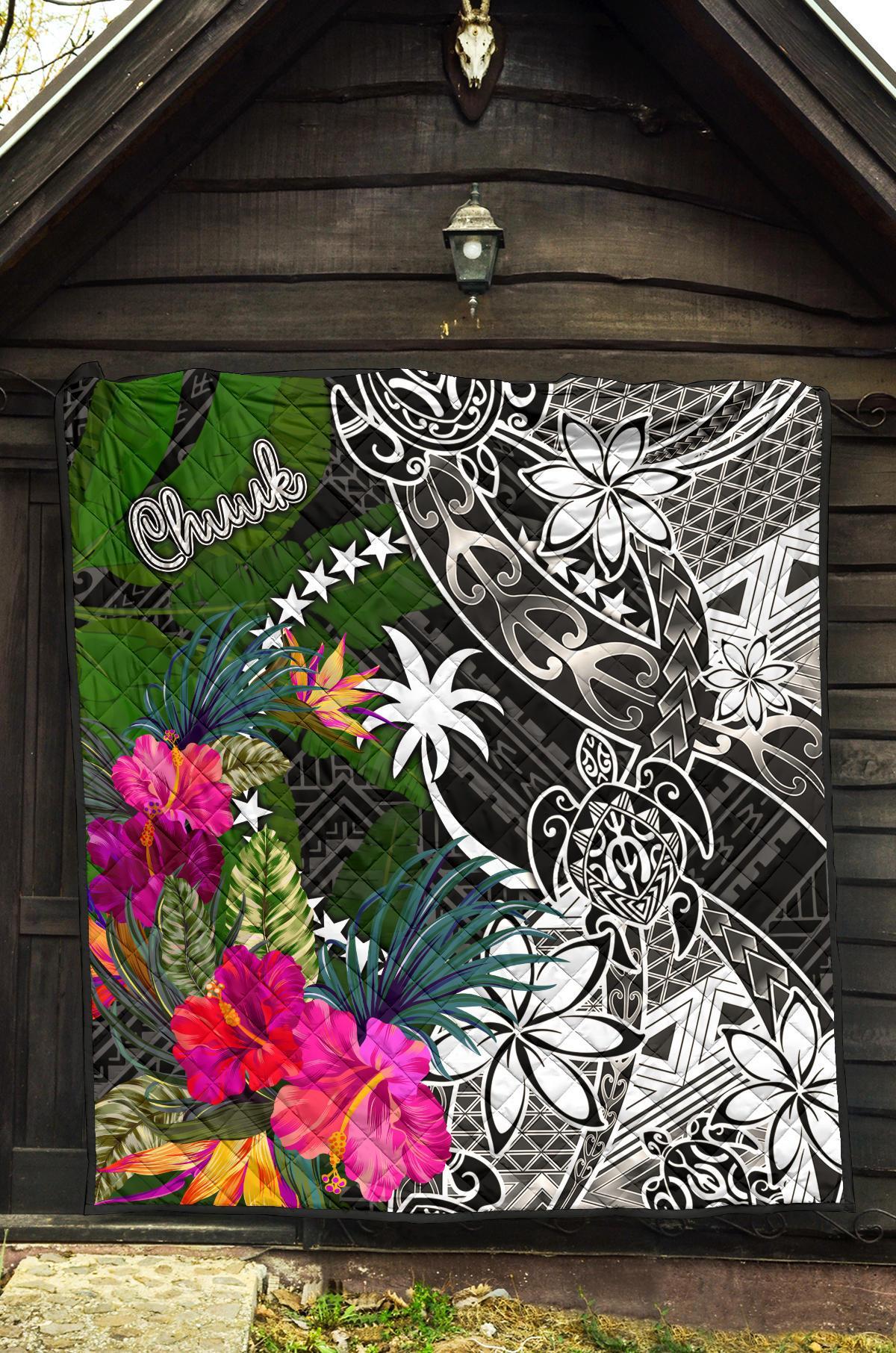 Chuuk Premium Quilt - Turtle Plumeria Banana Leaf - Polynesian Pride