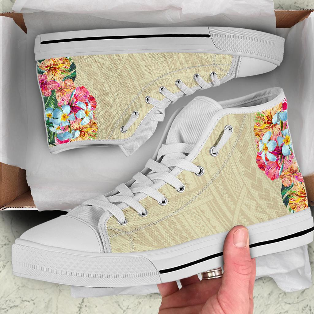 Hawaii Polynesian Flowers Swimming Turtles High Top Shoe - Polynesian Pride