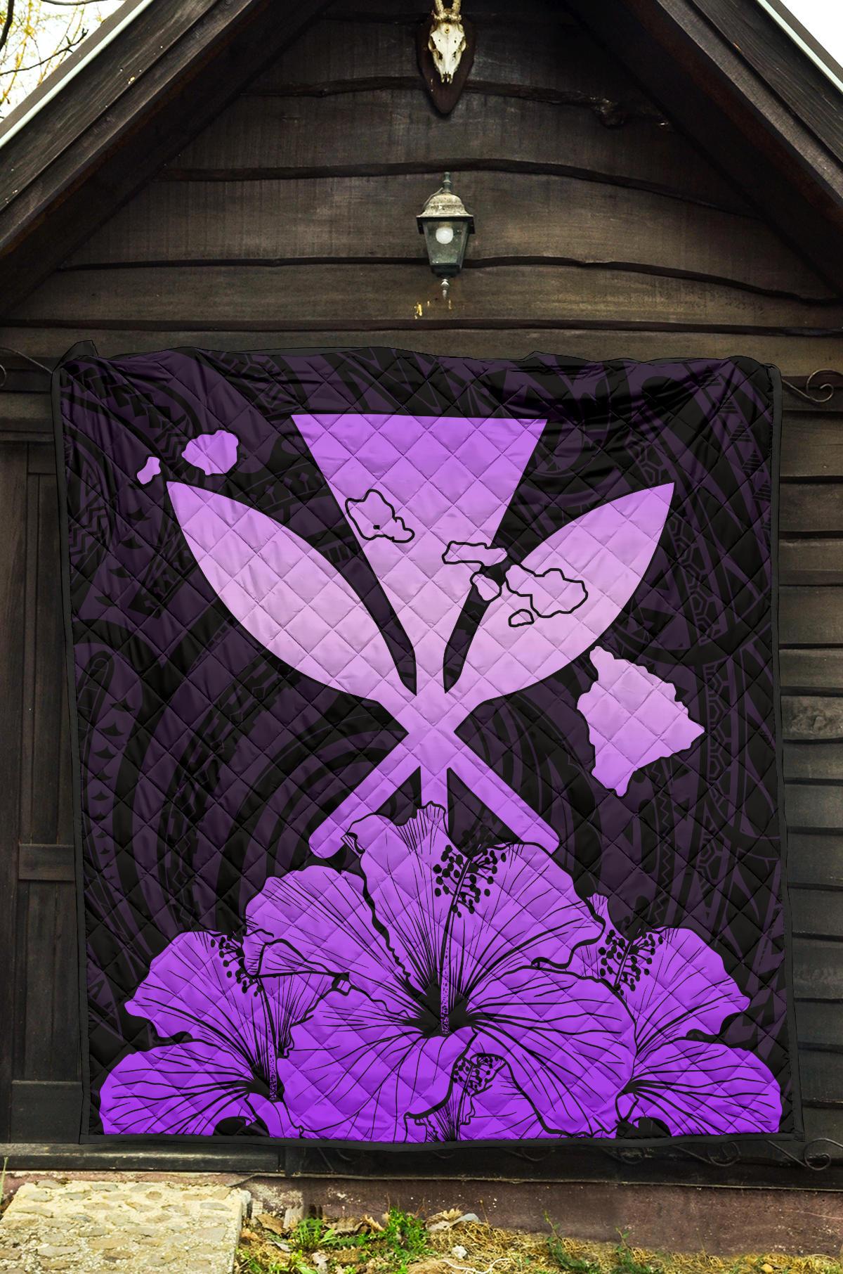 Hawaiian Kanaka Premium Quilt Hibiscus Polynesian Love Violet - Polynesian Pride