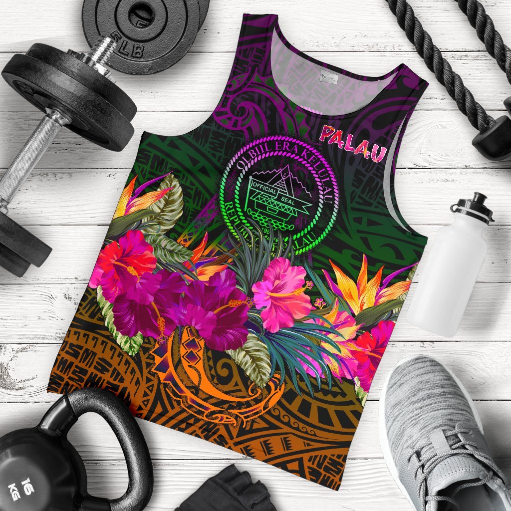Palau Men's Tank Top - Summer Hibiscus Reggae - Polynesian Pride