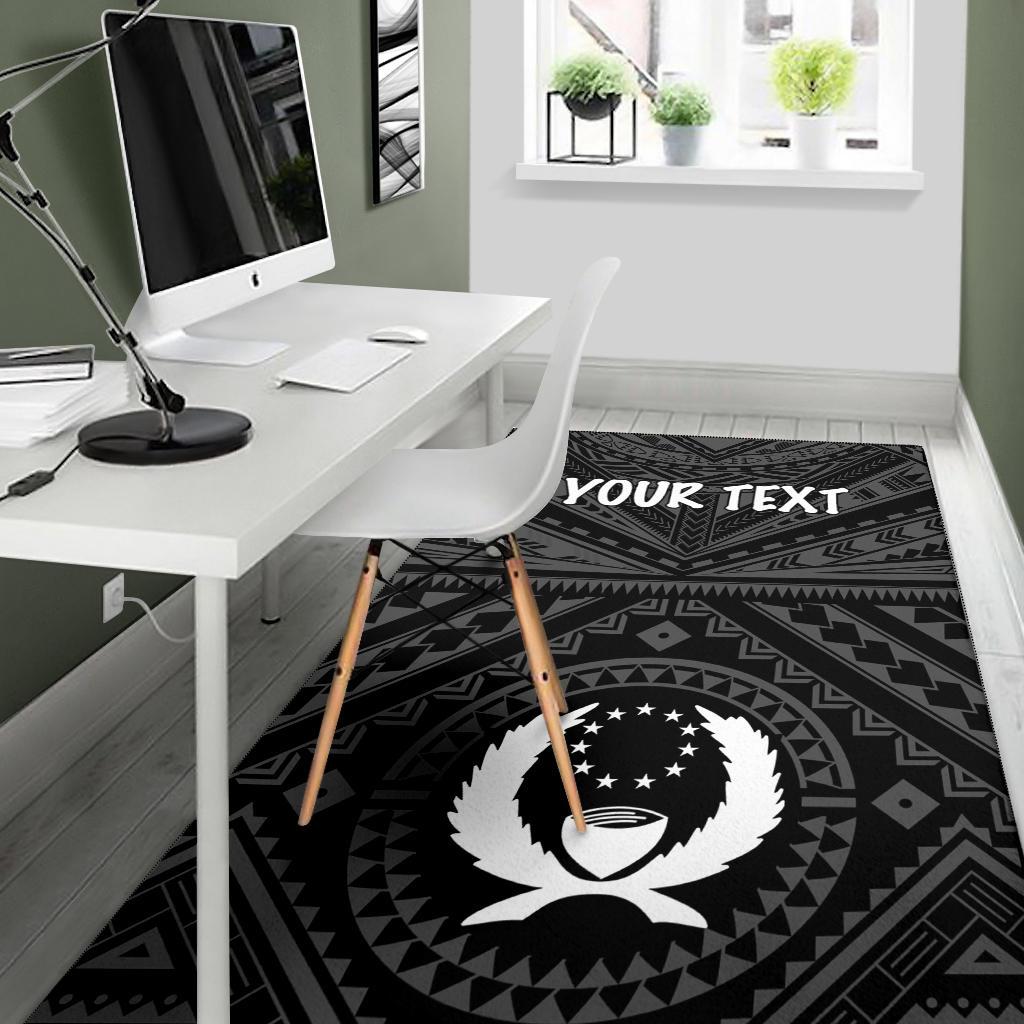 Pohnpei Personalised Area Rug - Pohnpei Seal With Polynesian Tattoo Style ( Black) - Polynesian Pride