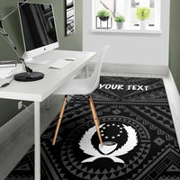 Pohnpei Personalised Area Rug - Pohnpei Seal With Polynesian Tattoo Style ( Black) - Polynesian Pride