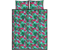 Hawaii Quilt Bed Set Tropical Strelitzia Blue AH - Polynesian Pride