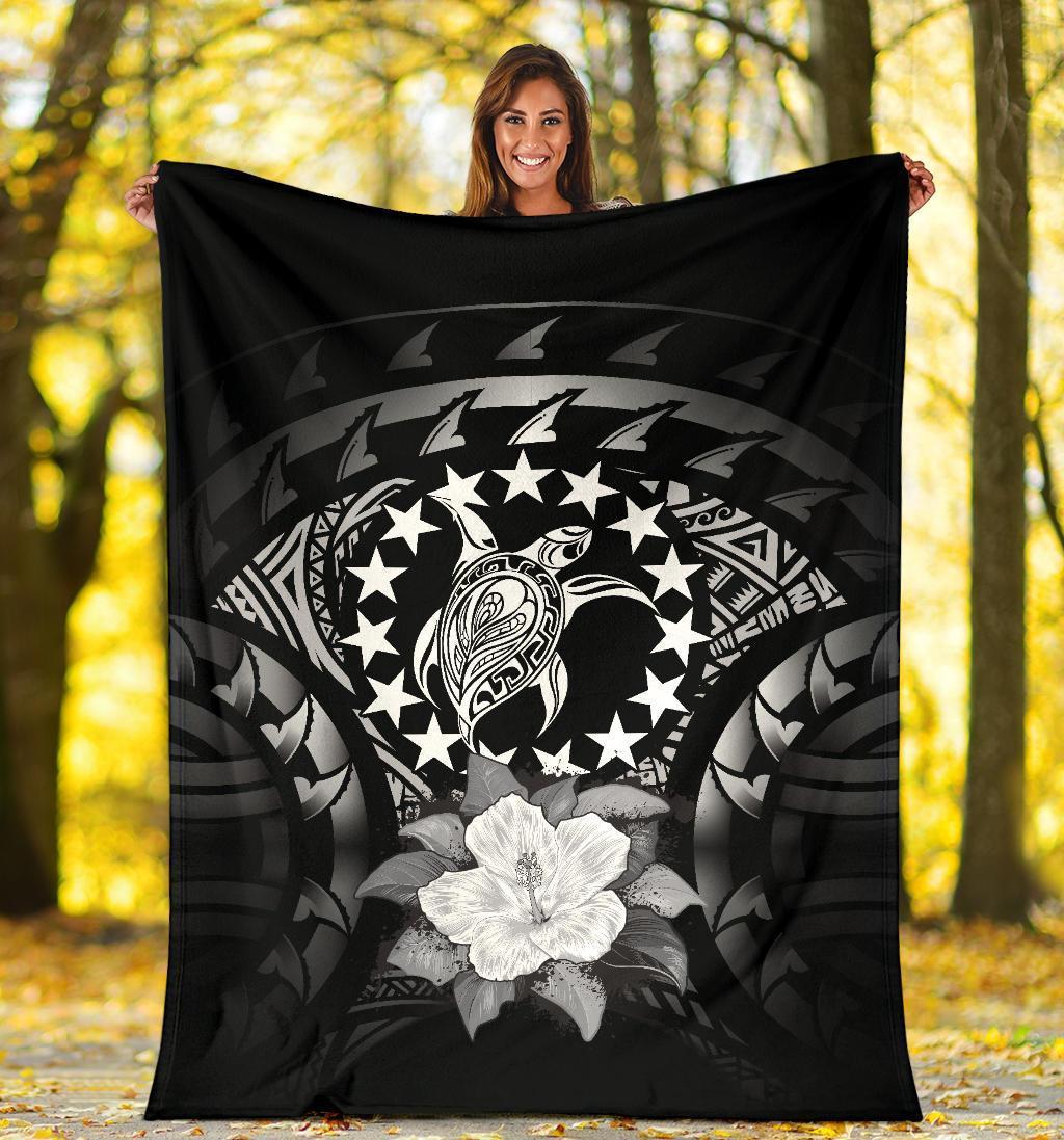 Cook Islands Premium Blanket - Gray Hibiscus - Polynesian Pride