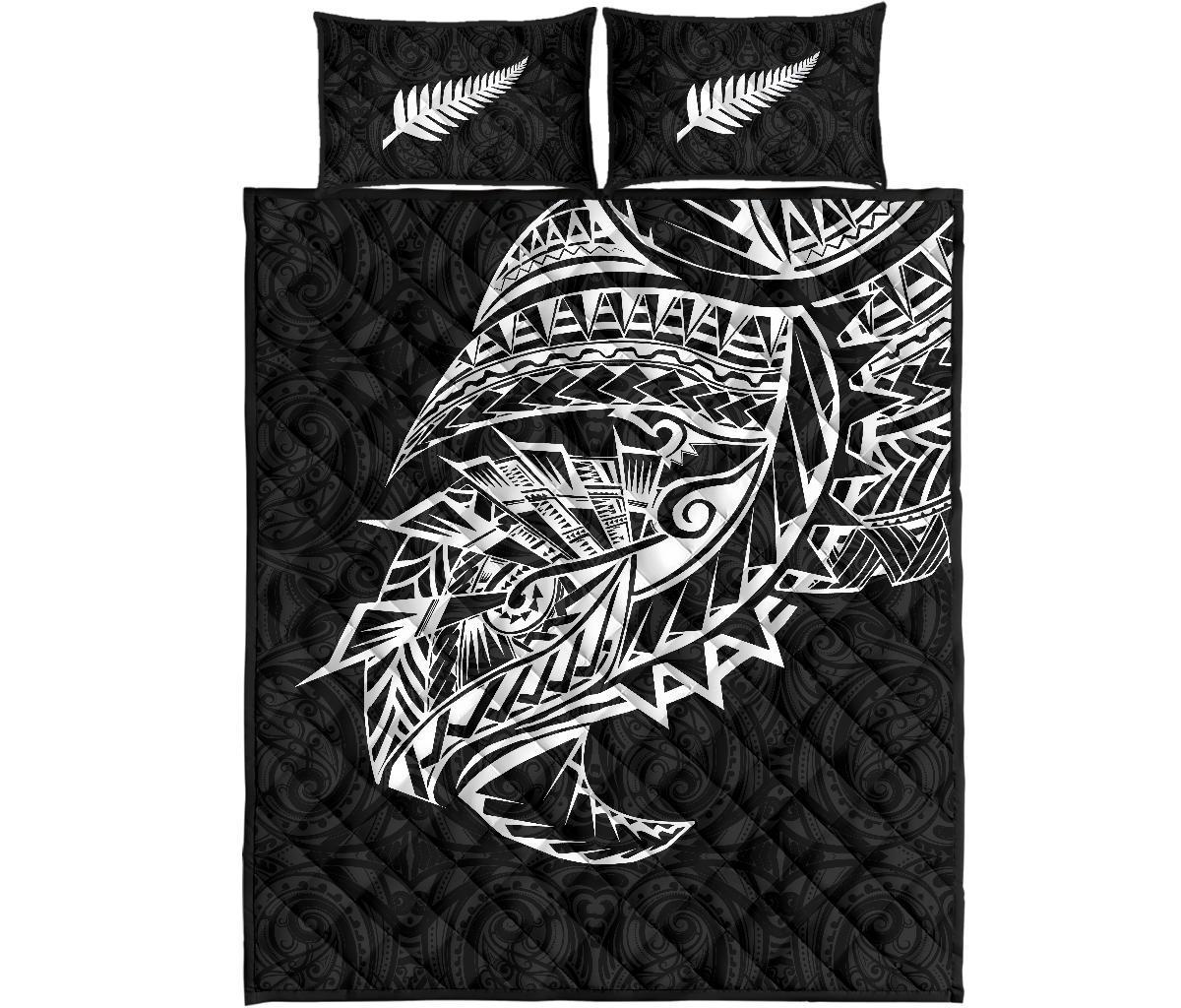 Maori Tattoo Quilt Bed Set Polynesian Style Black Black - Polynesian Pride