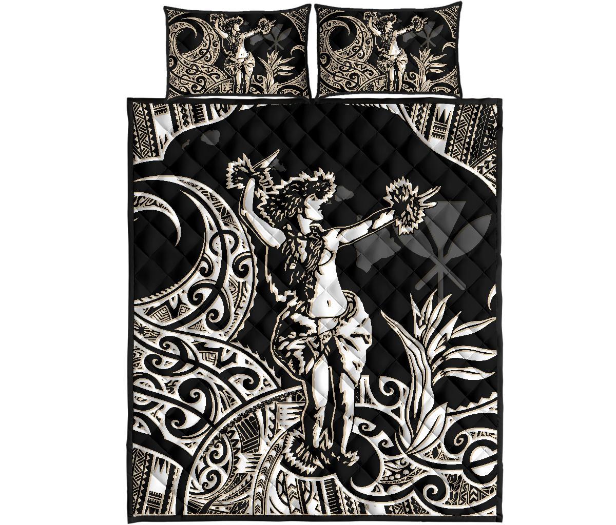 Hawaii Polynesian Quilt Bed Set - Hula Girl White - Polynesian Pride
